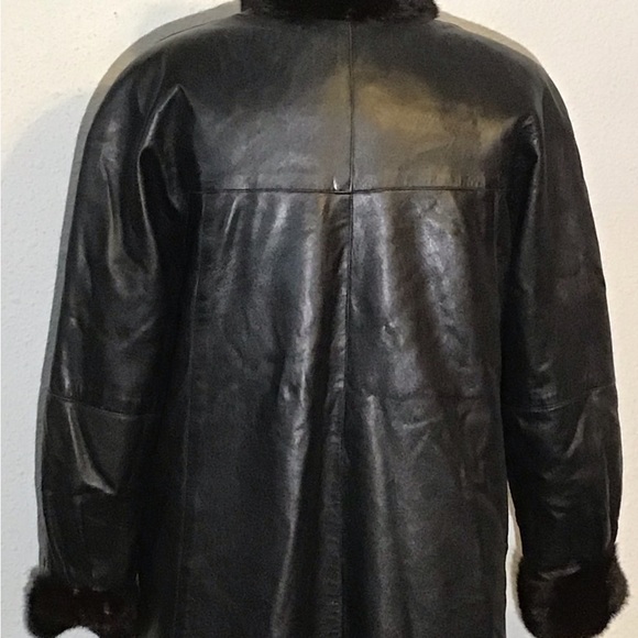 Leather fur womens lamb black reversible jacket size small - Picture 6 of 14